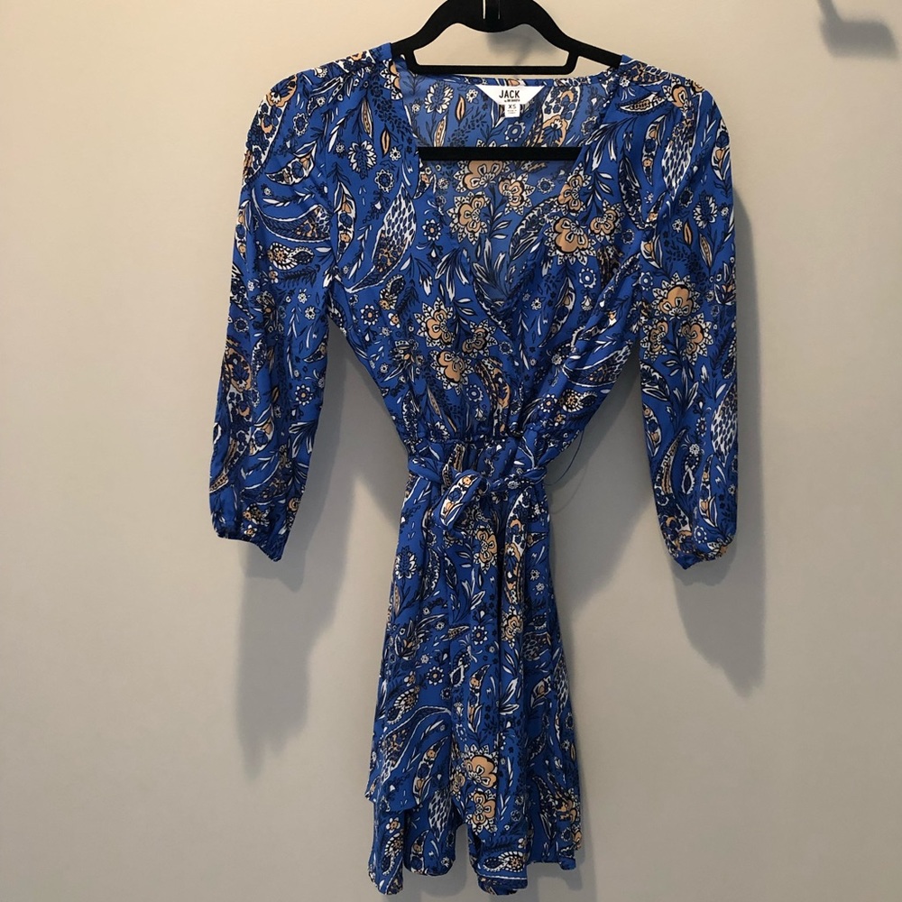 Blue Floral wrap style Dress
